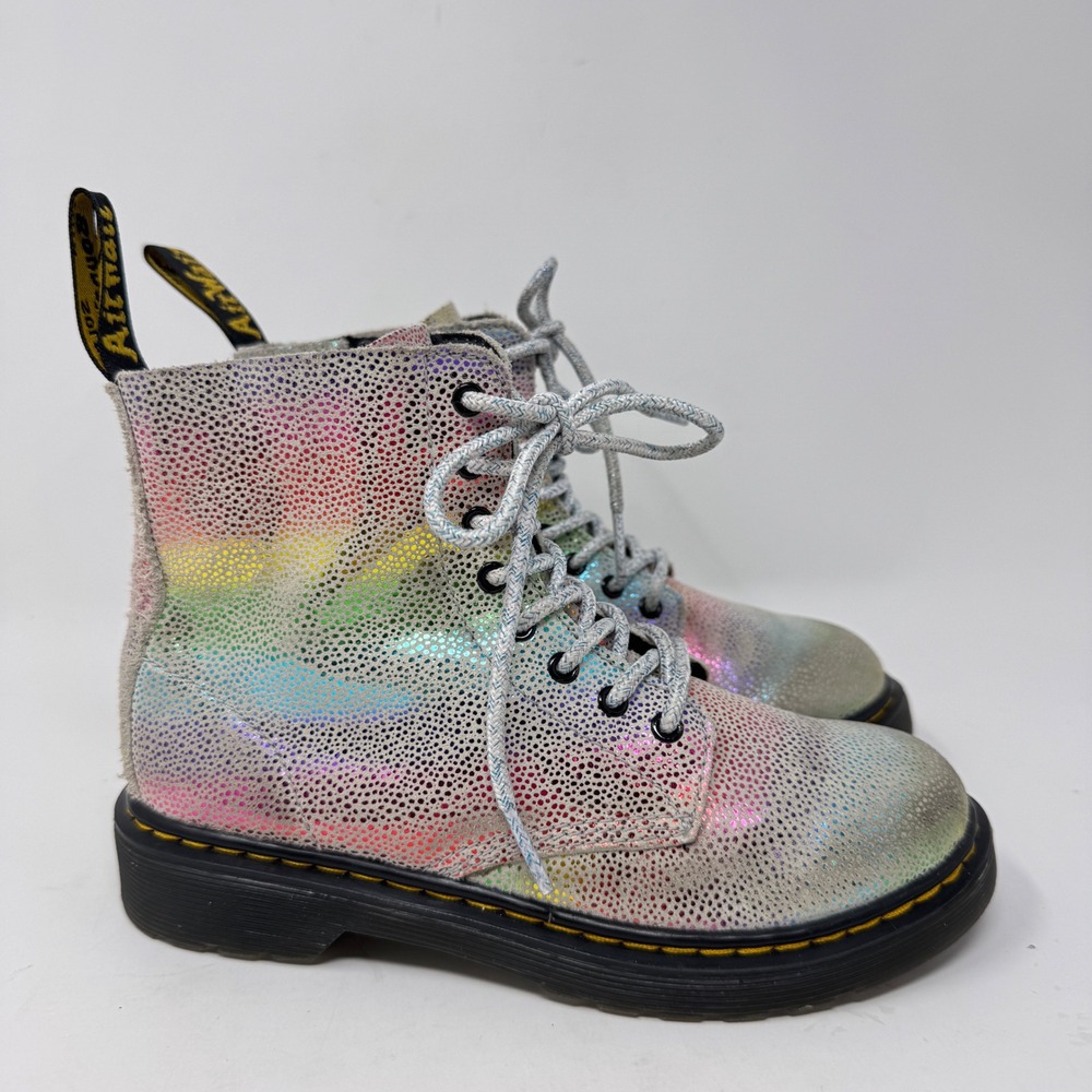 Dr. Martens Junior 1460 Pascal Rainbow Leather Boots Kids US 2 / EU 33